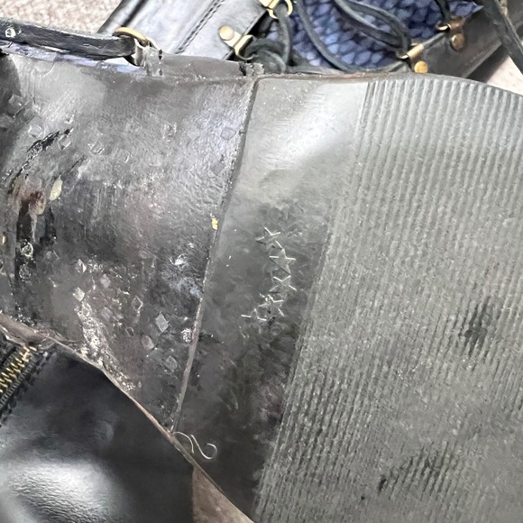 Freebird by Steven Wyatt Black Leather Tall Snake Texture Black Blue Boots 8  L - Picture 16 of 16